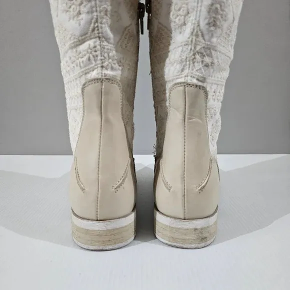 NEW Free People Bren Slouch Knee High Boot Ecru Cream White EU 39.5