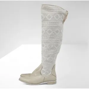 NEW Free People Bren Slouch Knee High Boot Ecru Cream White EU 39.5