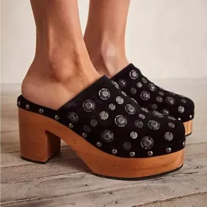 New Free People Claudia Size Black Coin Platform Clog size 38 (US 7.5)