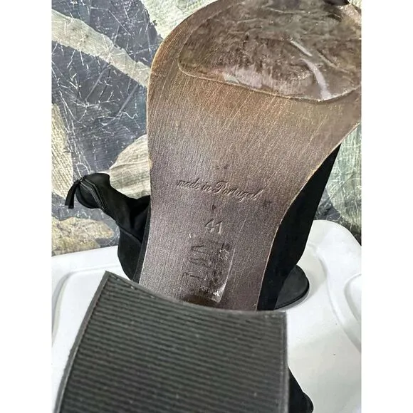New Free People Women Elle Boot Black Nubuck Slouch Mid Bootie Block Heel Sz 41