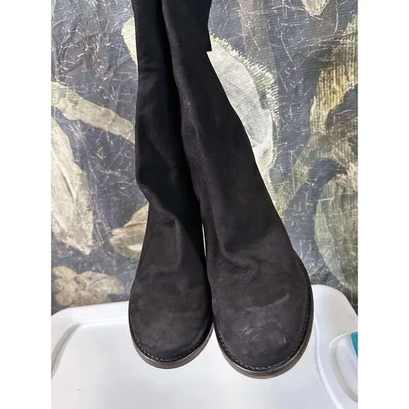 New Free People Women Elle Boot Black Nubuck Slouch Mid Bootie Block Heel Sz 41