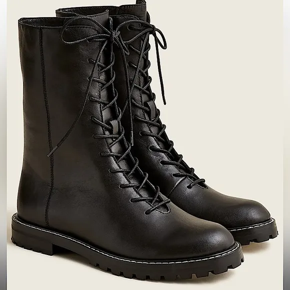 New! J. Crew Ankle Size lug-sole leather lace-up tall shaft boots size 8