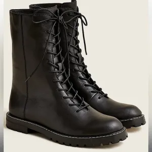 New! J. Crew Ankle Size lug-sole leather lace-up tall shaft boots size 8