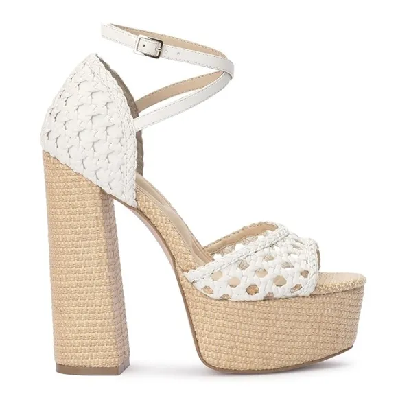 NEW Jessica Simpson Aditi Woven Platform Ankle Strap Sandals in Bright W…
