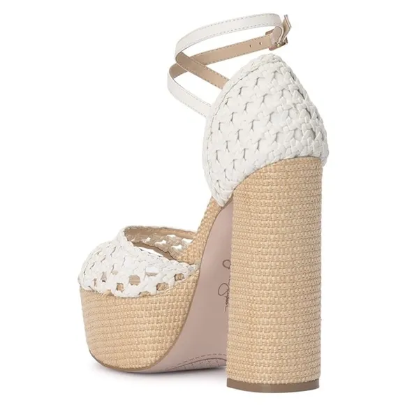 NEW Jessica Simpson Aditi Woven Platform Ankle Strap Sandals in Bright W…