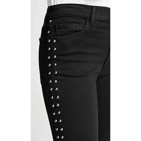 NEW JOE'S JEANS charlie studded high rise skinny ankle jeans in black