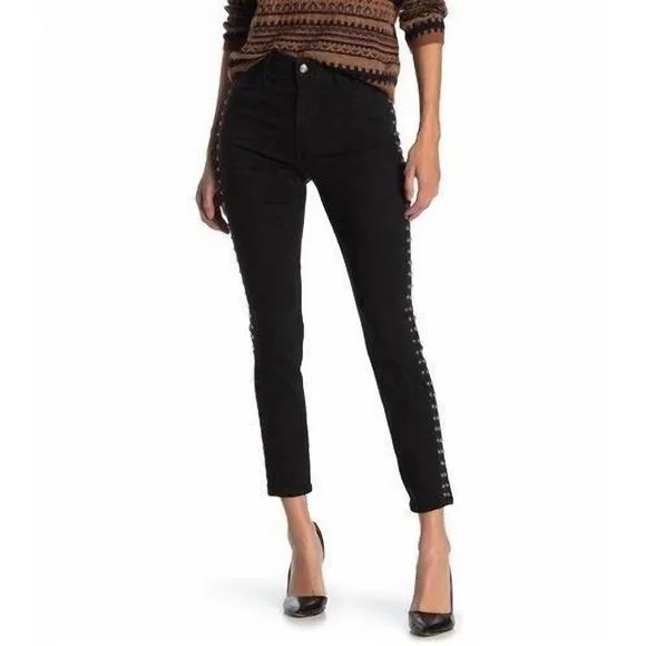 NEW JOE'S JEANS charlie studded high rise skinny ankle jeans in black