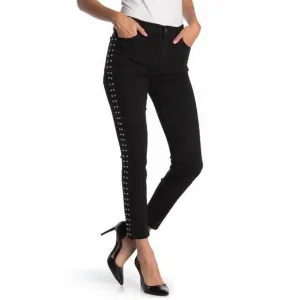 NEW JOE'S JEANS charlie studded high rise skinny ankle jeans in black