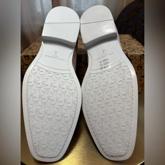 New Karl Lagerfeld Men Embroidered Logo Slip-On Collapsible Heel Penny Loafers 9