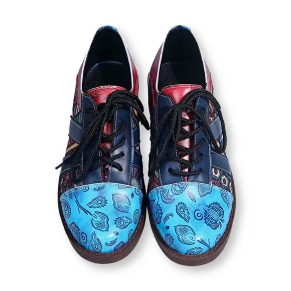 New Lace-up Front Allover Graphic Oxfords Shoes - Women’s Size 6 (EU 36)