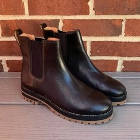 New Madewell The Ivy Chelsea Black Leather Boots
