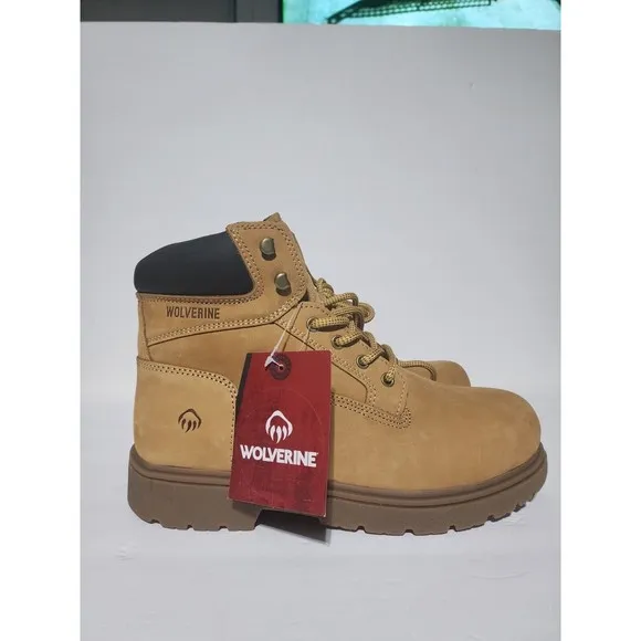 New Men's Tan Suede WOLVERINE CHEYENNE Leather Work Boots Oil Resistant Size 10