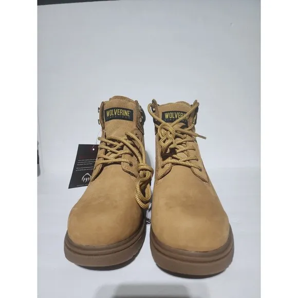 New Men's Tan Suede WOLVERINE CHEYENNE Leather Work Boots Oil Resistant Size 10