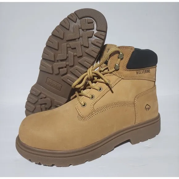 New Men's Tan Suede WOLVERINE CHEYENNE Leather Work Boots Oil Resistant Size 10