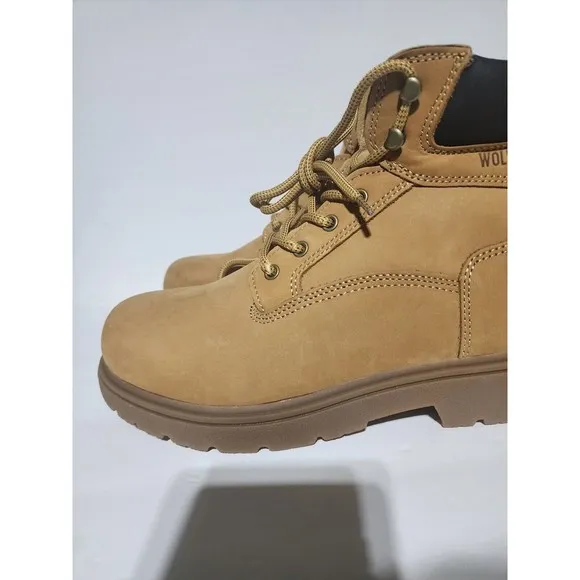 New Men's Tan Suede WOLVERINE CHEYENNE Leather Work Boots Oil Resistant Size 10