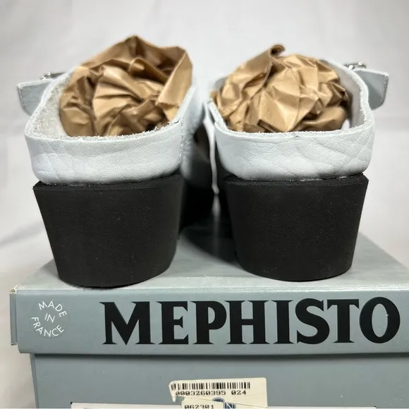 NEW NIB Mephisto Elka White Leather White Wedge Saldals Shoes Size 6 US 36 EU
