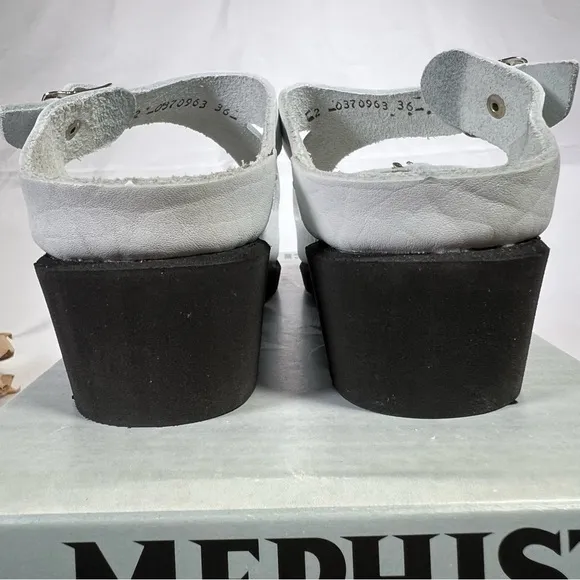 NEW NIB Mephisto Elka White Leather White Wedge Saldals Shoes Size 6 US 36 EU