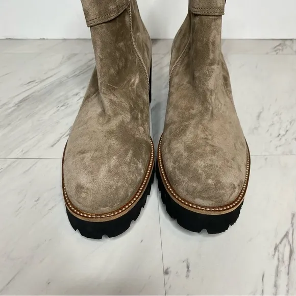 New! Paul Green Taupe Suede Buckle Lug Sole Boot 8.5 / 11