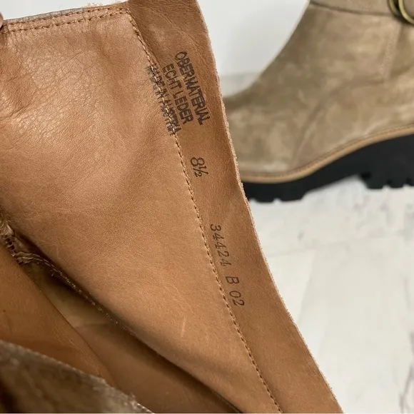 New! Paul Green Taupe Suede Buckle Lug Sole Boot 8.5 / 11