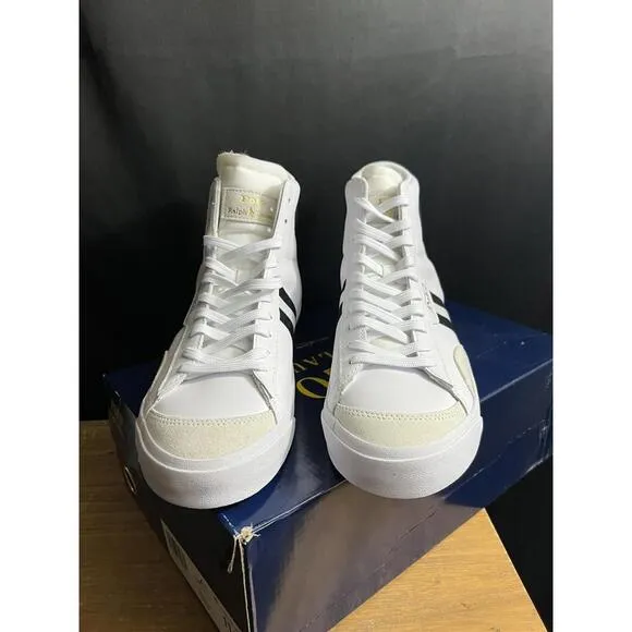 NEW POLO RALPH LAUREN GERVIN MID WHITE / BLACK SNEAKER/SHOES NWB US 11 EUR 44