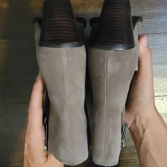 NEW Sam Edelman Jane Boots Womens 8 Western Ankle Taupe Suede Retail $200