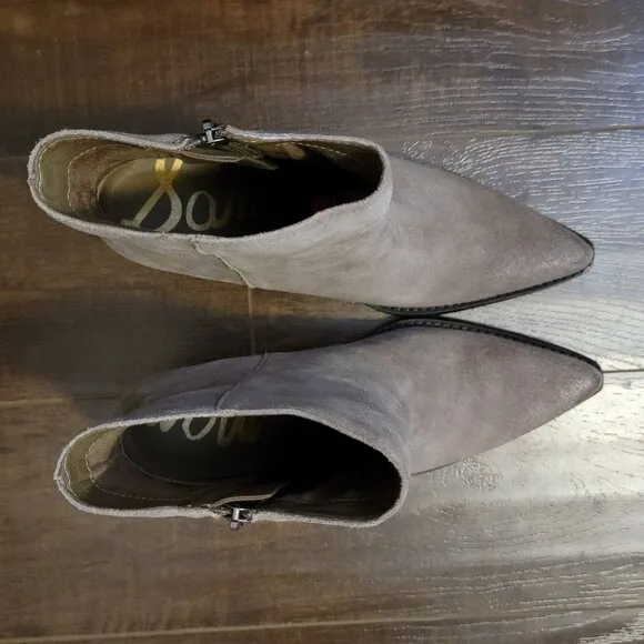 NEW Sam Edelman Jane Boots Womens 8 Western Ankle Taupe Suede Retail $200