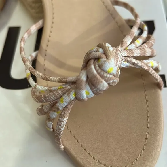 New Schutz Dahra Knotted Print Fabric Block Heel Espadrille Sandals