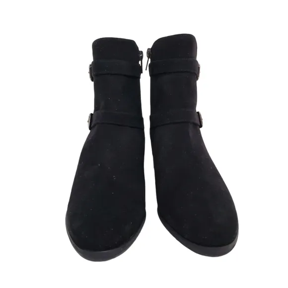 New Sesto Meucci Ferry Black Suede Heeled Boots