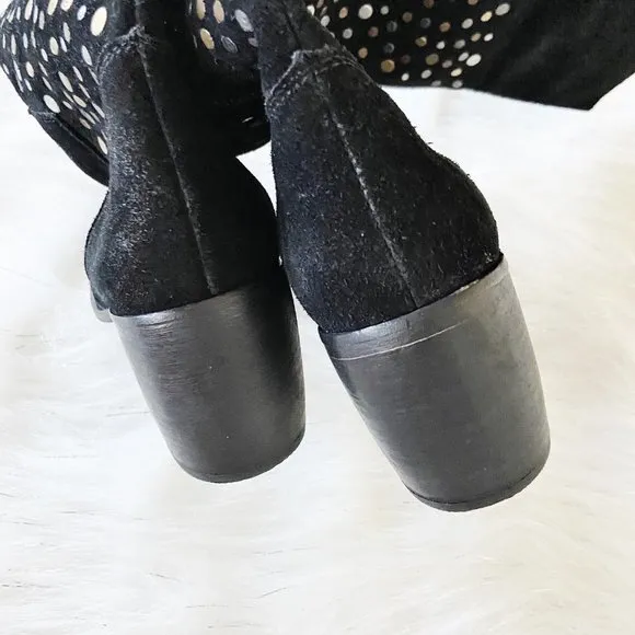 NEW SEY Suede Leather Studded Over The Knee Boots