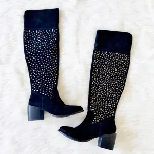 NEW SEY Suede Leather Studded Over The Knee Boots