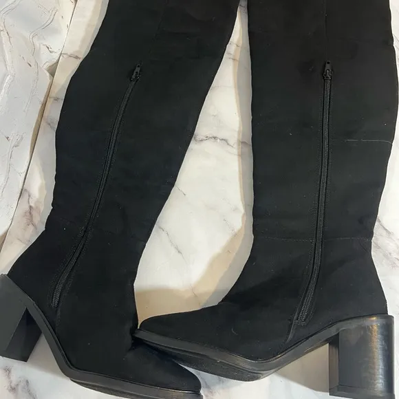 New Seychelles Black Suede Over the Knee Boots