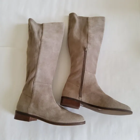 New Sole Society Suede Leather Grey Knee High Boots Size 9