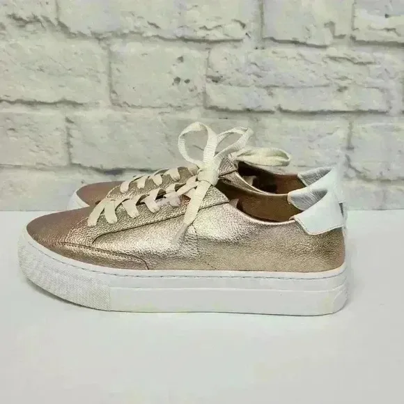 NEW SOLUDOS women's ibiza platform sneaker metallic Shoes Sz 8.5