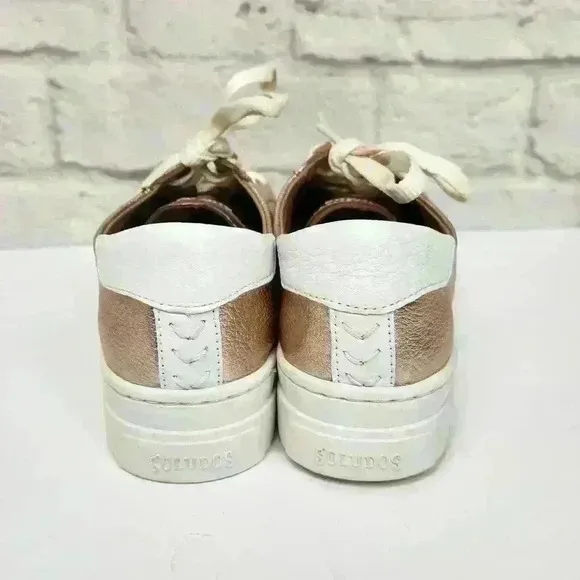 NEW SOLUDOS women's ibiza platform sneaker metallic Shoes Sz 8.5