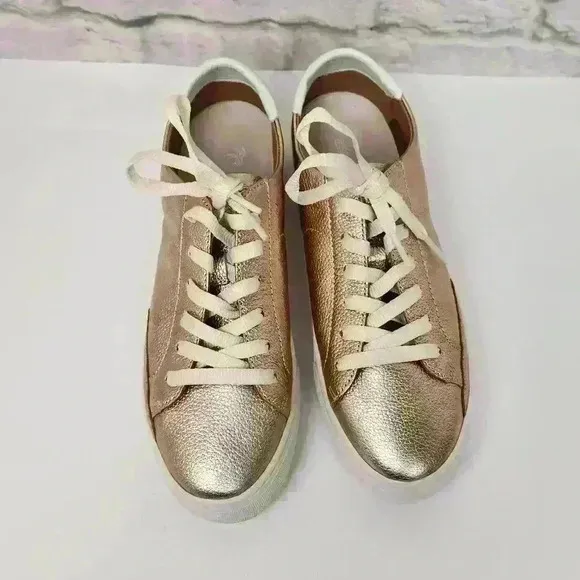 NEW SOLUDOS women's ibiza platform sneaker metallic Shoes Sz 8.5