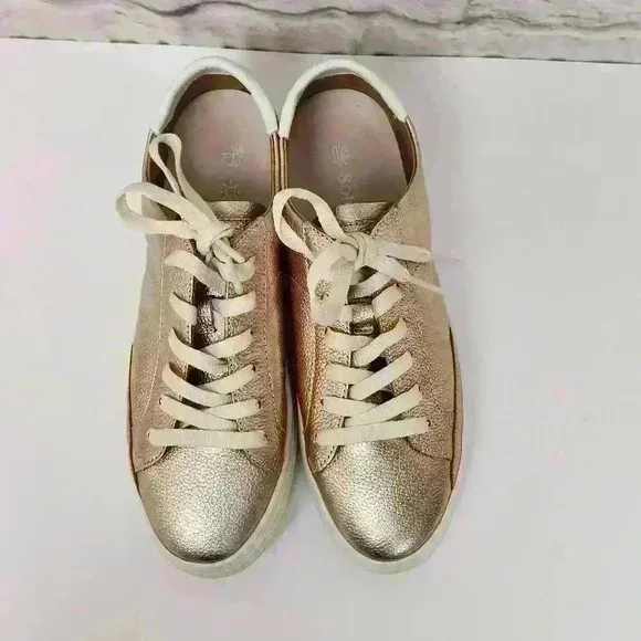 NEW SOLUDOS women's ibiza platform sneaker metallic Shoes Sz 8.5