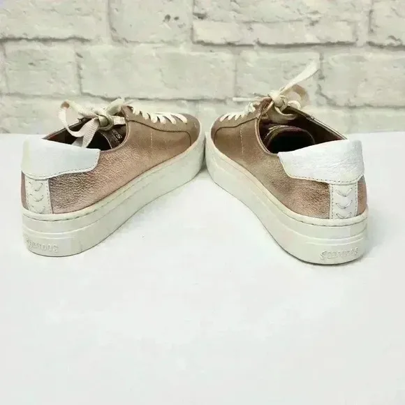 NEW SOLUDOS women's ibiza platform sneaker metallic Shoes Sz 8.5