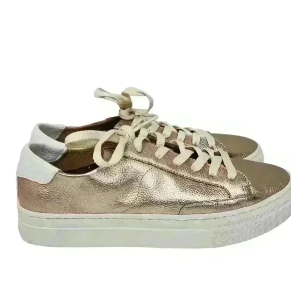 NEW SOLUDOS women's ibiza platform sneaker metallic Shoes Sz 8.5
