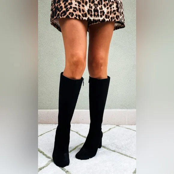 NEW‎ Stele Made In Italy Black Suede Knee High Boots 36 IT 6 US NWT Quiet Luxury