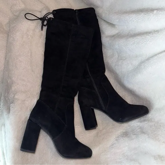 NEW‎ Stele Made In Italy Black Suede Knee High Boots 36 IT 6 US NWT Quiet Luxury