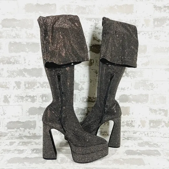 NEW Steve Madden Sultry Studded Platform Over the Knee Boots F3