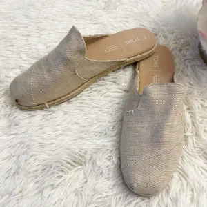 NEW TOMS Nova Rose Gold woven sandal slides mules women size 8.5