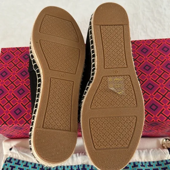 New Tory Burch Weston canvas/leather flat espadrilles