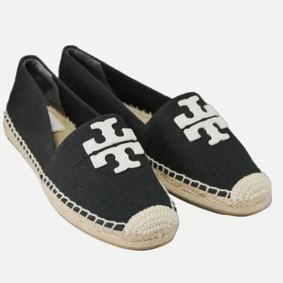 New Tory Burch Weston canvas/leather flat espadrilles
