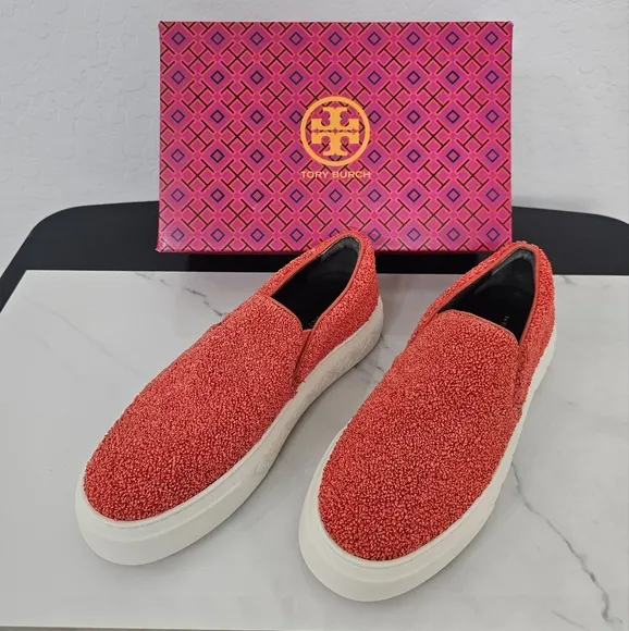 New Tory Burch Womens Ladybug Piper Red Slip-On Sneakers Orange
