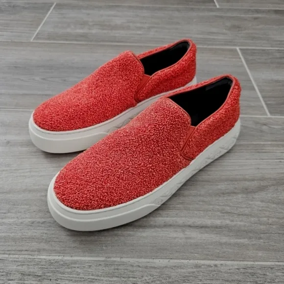New Tory Burch Womens Ladybug Piper Red Slip-On Sneakers Orange