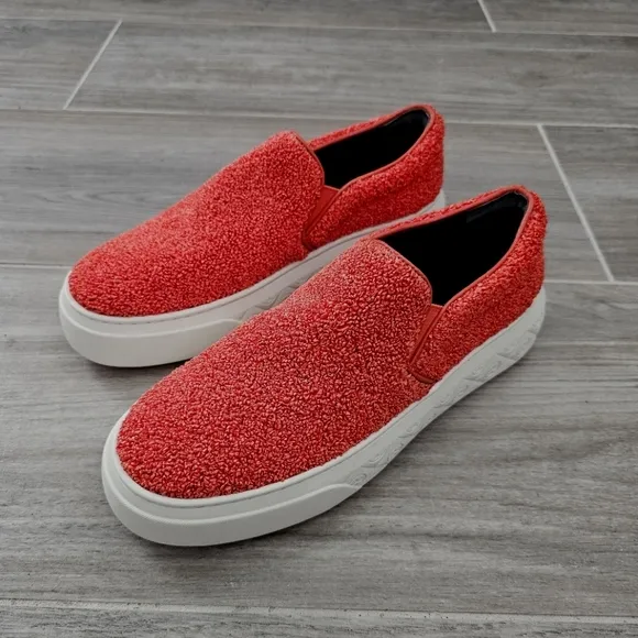 New Tory Burch Womens Ladybug Piper Red Slip-On Sneakers Orange