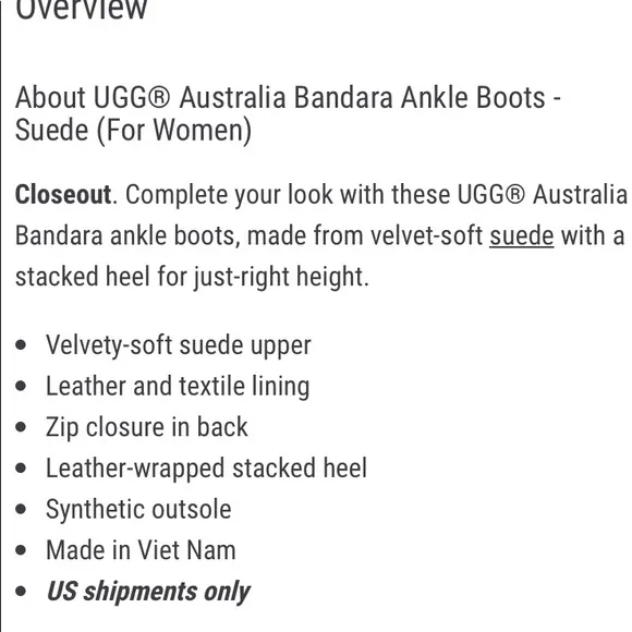 New UGG Bandara Ankle Suede Boots Black