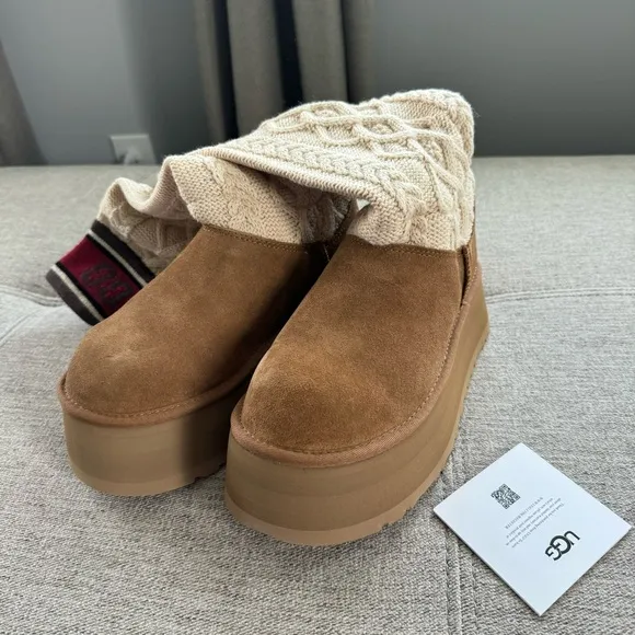 NEW UGG W Classic Sweater Letter Boots
