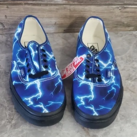 New Vans Authentic Lightning Bolt Blue Skate Sneakers Festival Casual Shoes